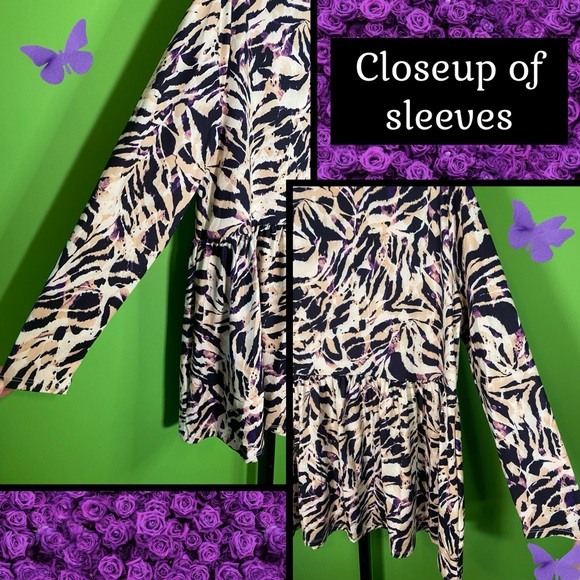 NWT 1X SWING TUNIC BLACK & BUTTERY BEIGE TIGER ANIMAL PRINT generously sized - Picture 9 of 14